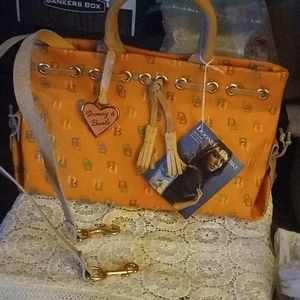 Vtg Dooney & Bourke Tassel Tote Tangerine NWT